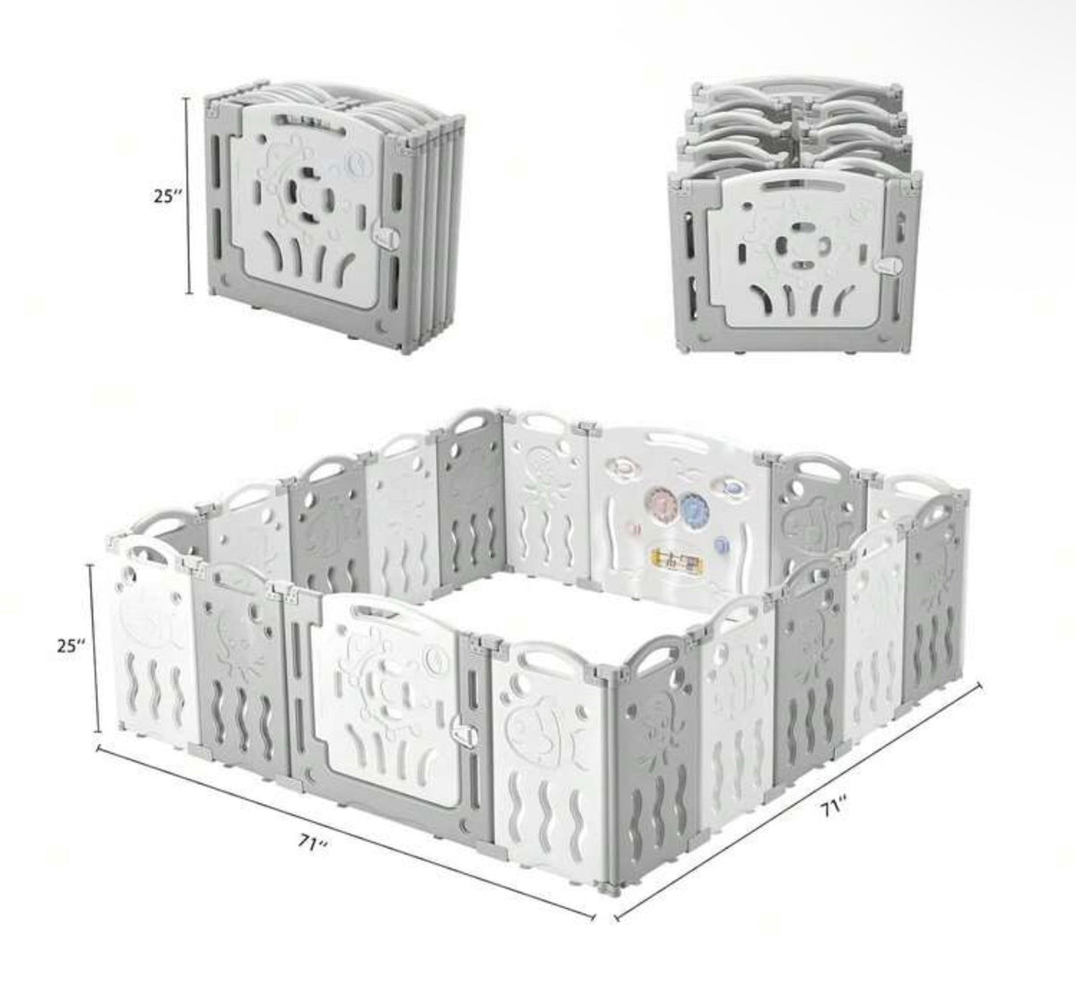 TidyMini™ FlexiNest Modular Baby Playpen — Foldable 14/18-Panel Play Space with Interactive Activity Panel