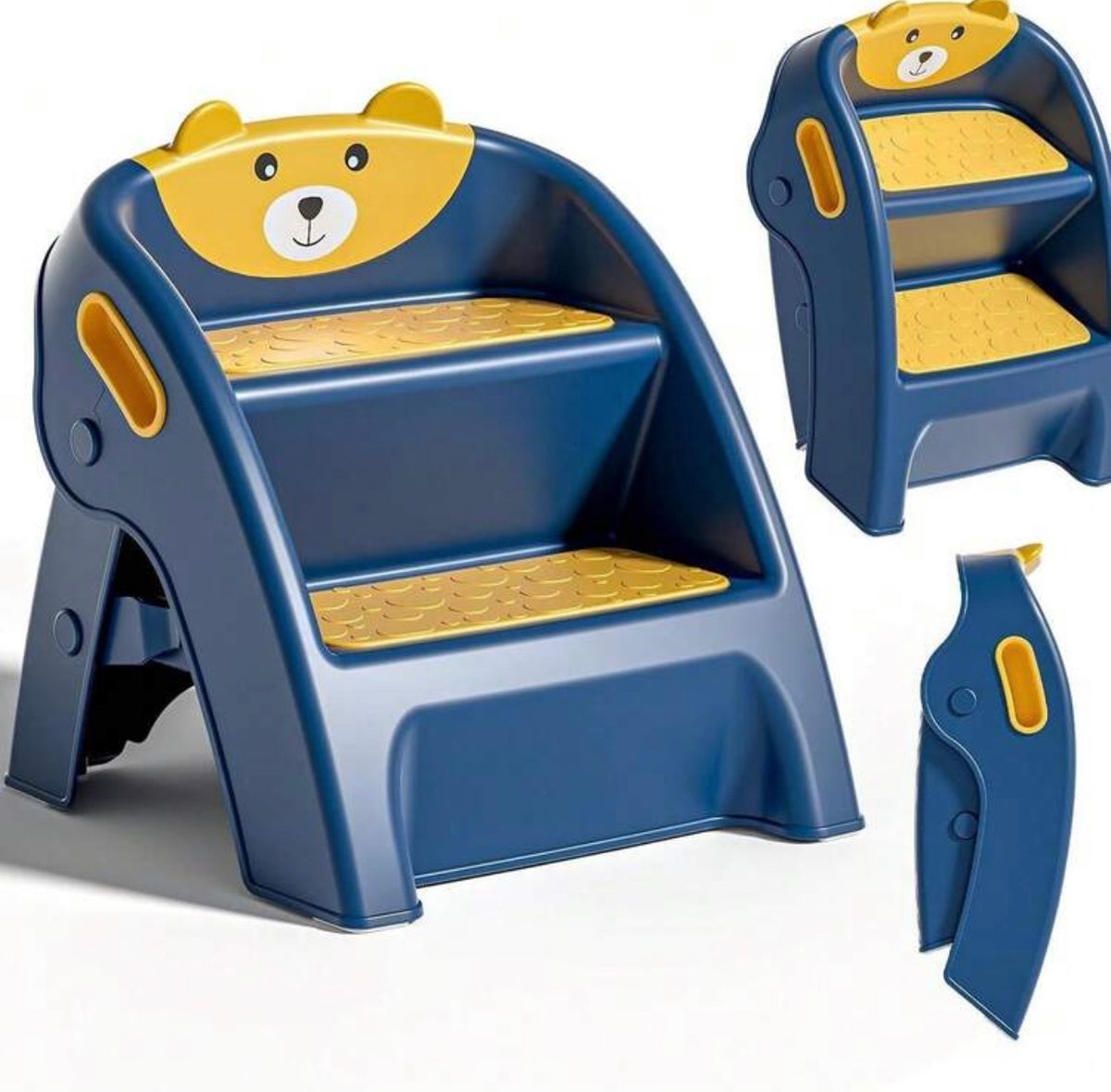TidyMini StepUp Bear™ 2-Step Folding Toddler Stool with Anti-Slip Steps
