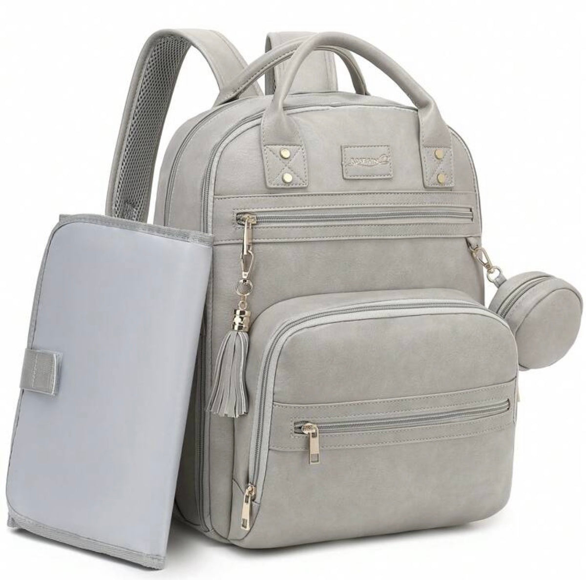 TidyMini™ LuxeCarry Vegan Leather Diaper Backpack & Changing Set