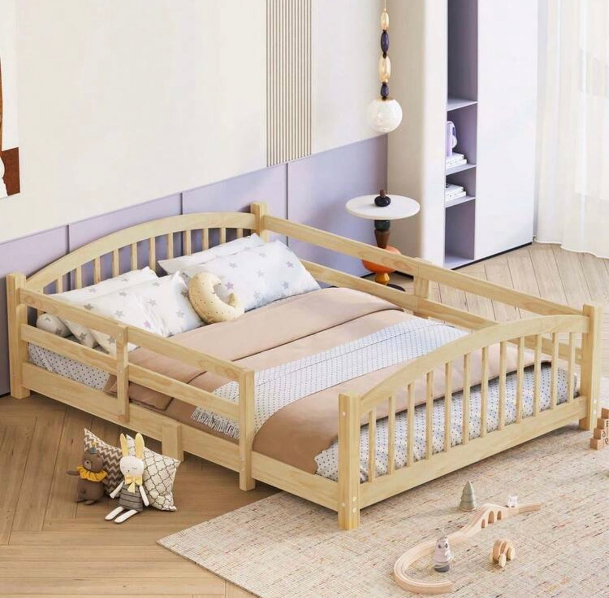 TidyMini Haven™ Montessori Floor Bed with Guardrails