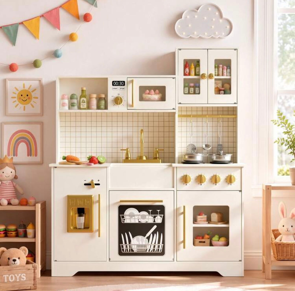 TidyMini MaisonChef™ Deluxe Interactive Play Kitchen with Ice Maker & Accessories