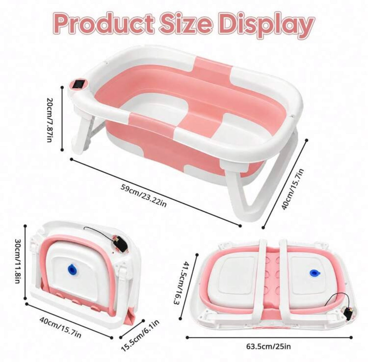TidyMini™ AquaFold 3-in-1 Smart Baby Bathtub with Digital Thermometer & Newborn Cushion