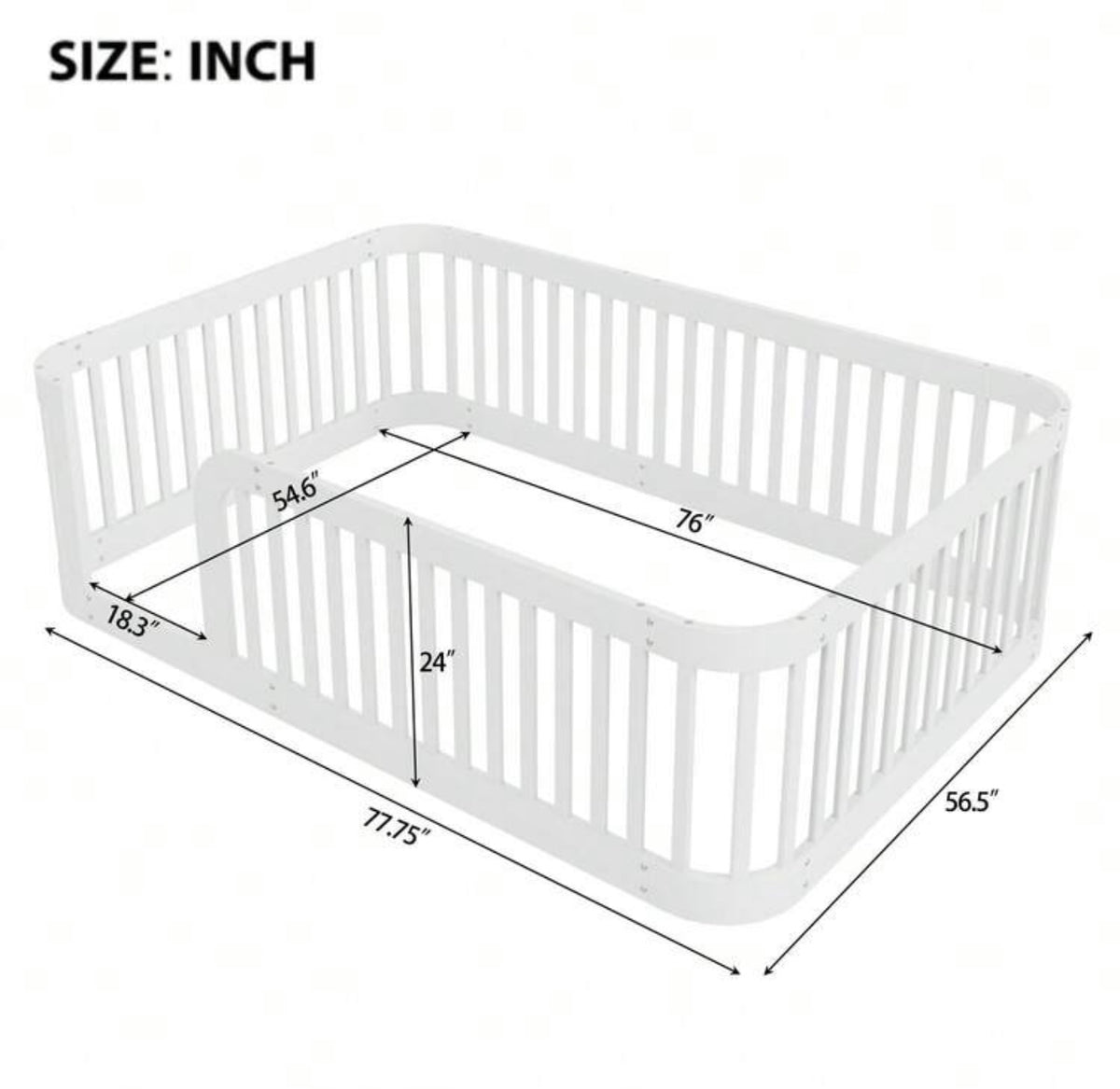 TidyMini™ NestHaven™ Floor Bed with Full Guardrails