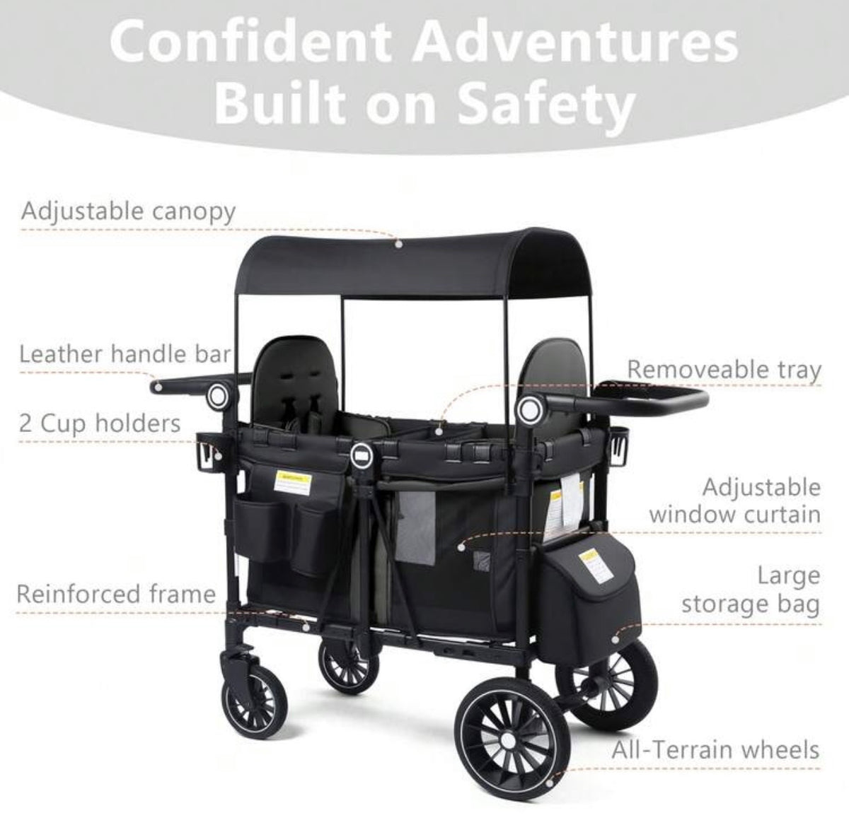 TidyMini TrailNest™ 4-in-1 Double Stroller Wagon