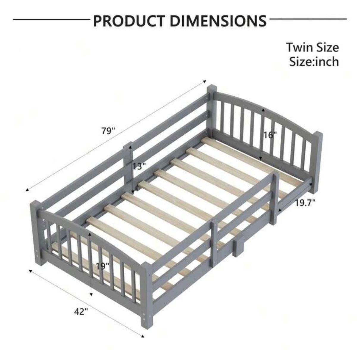TidyMini Haven™ Montessori Floor Bed with Guardrails
