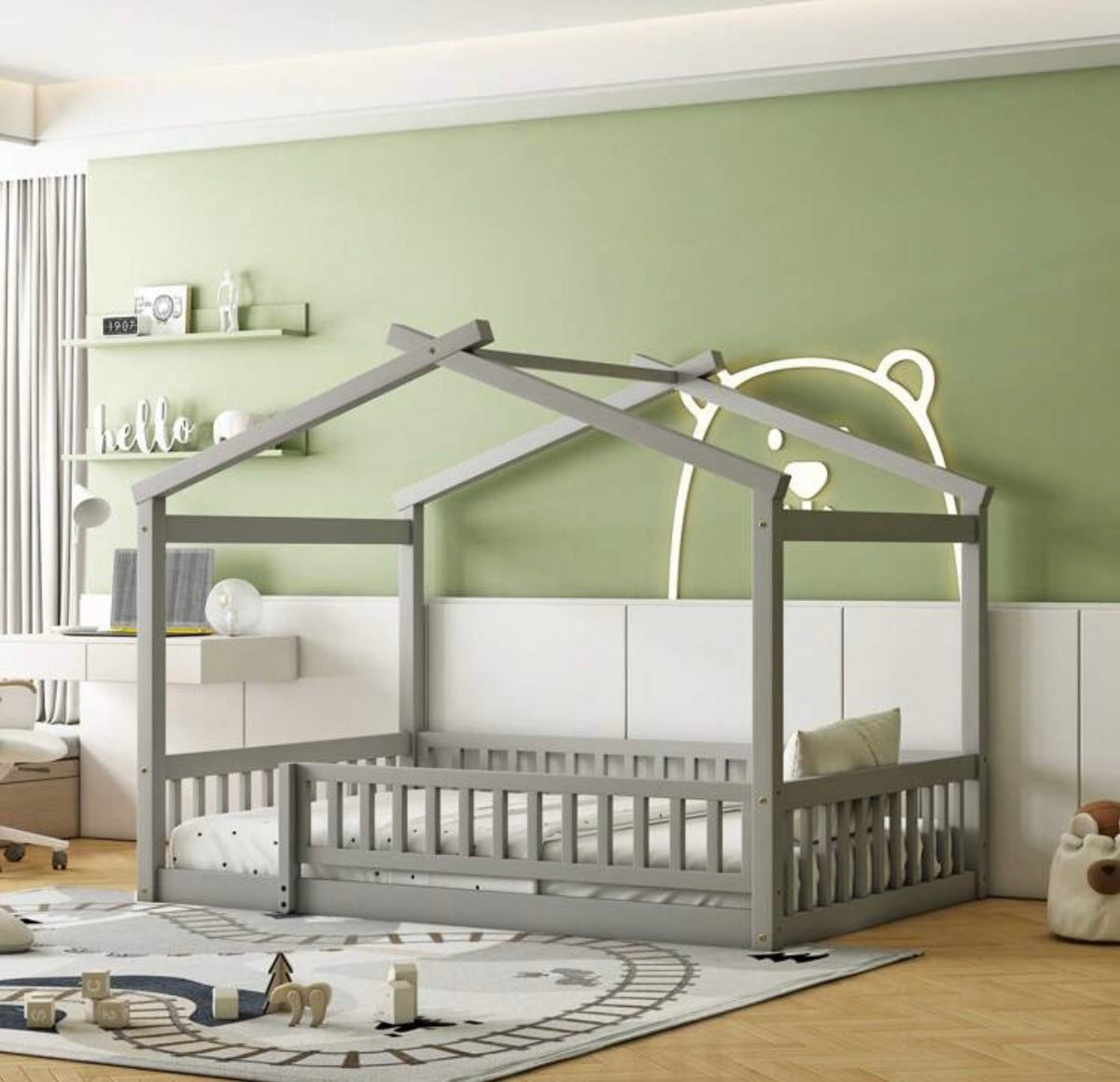 TidyMini™ DreamCottage™ Full House Floor Bed with Guardrails