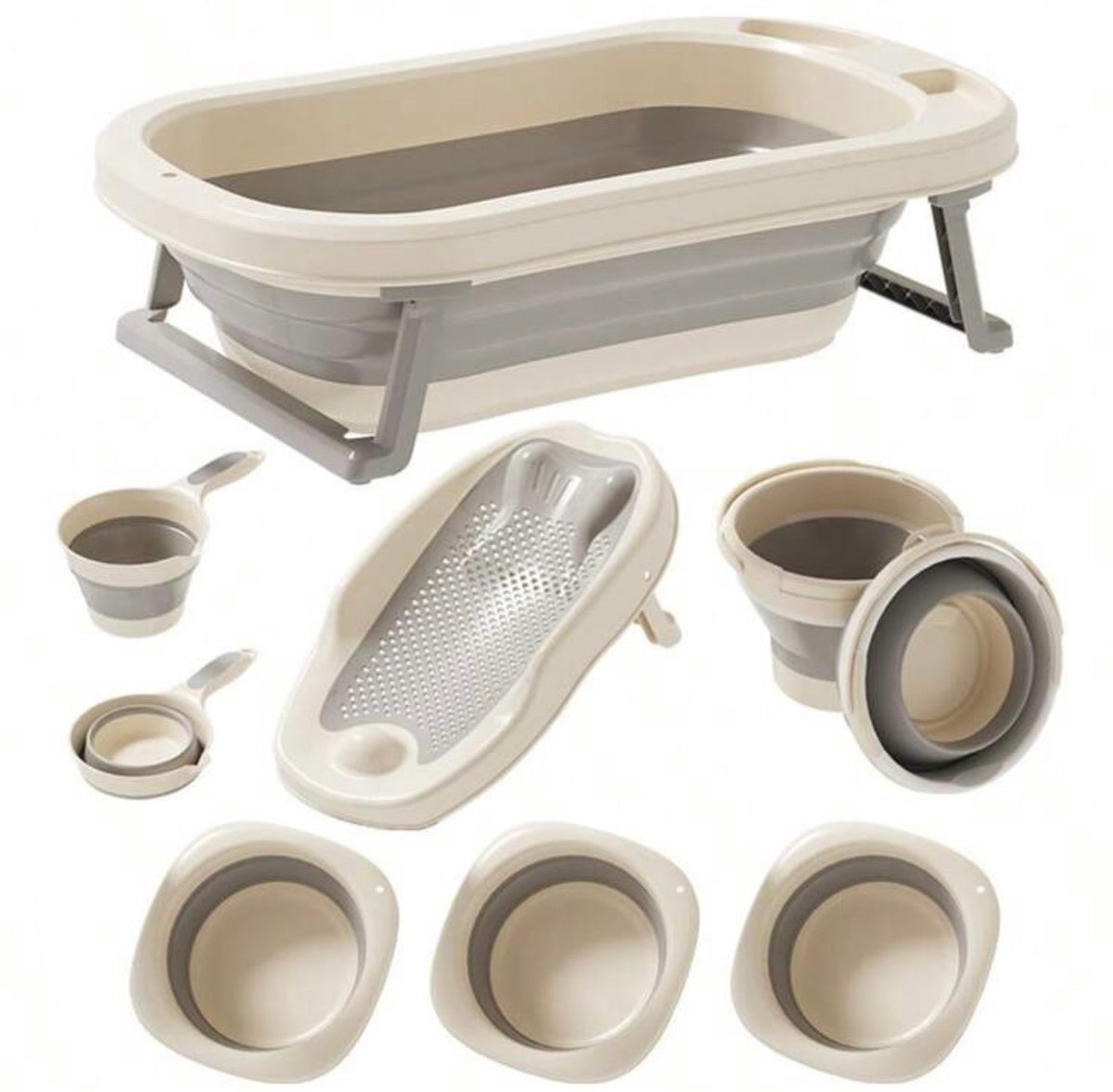 TidyMini™ HaloBath 7-in-1 Complete Baby Bath System — Foldable Bathtub with Newborn Support & Bath Accessories