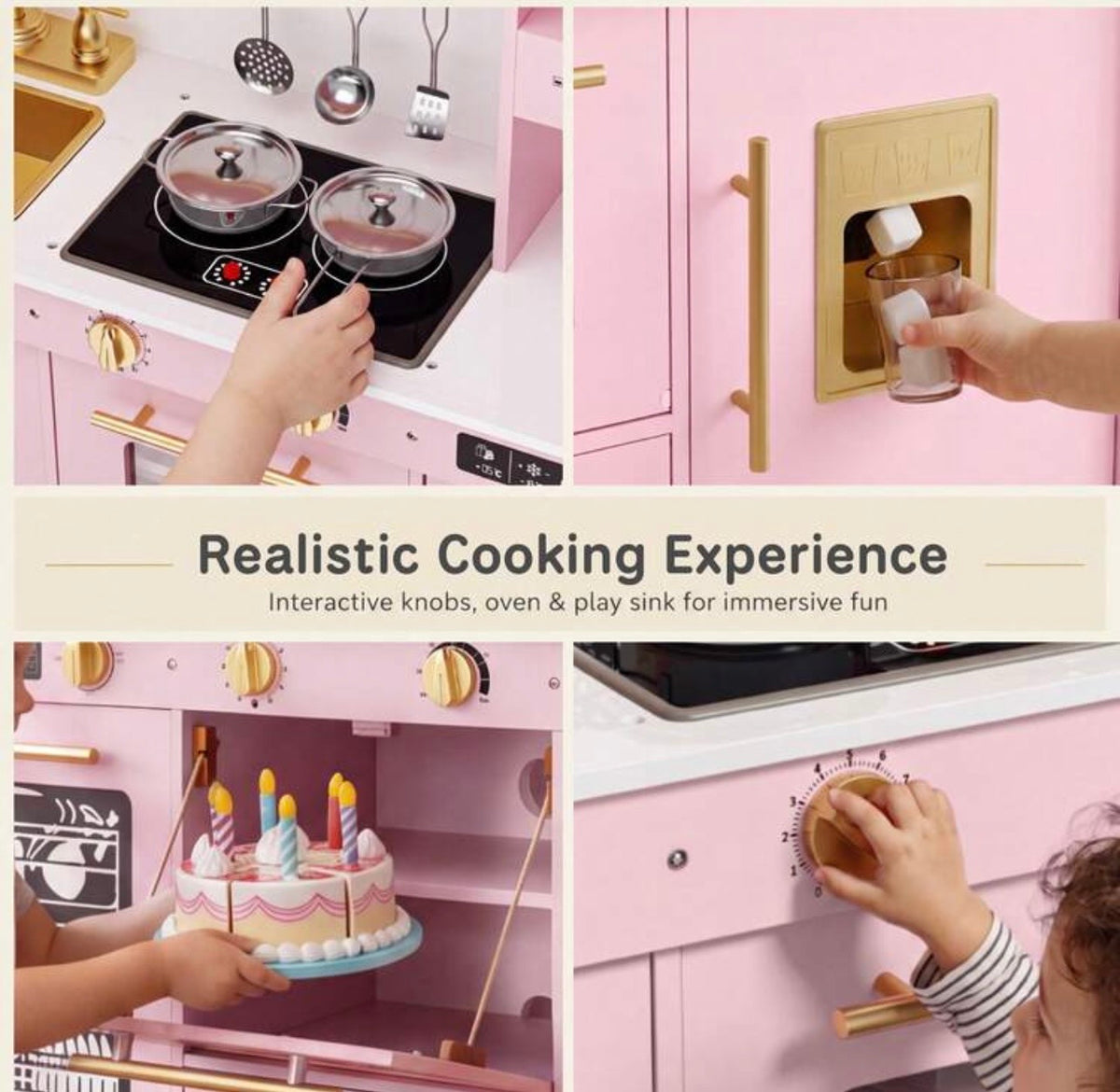 TidyMini RoséChef™ Interactive Play Kitchen with Lights, Sounds & Ice Maker