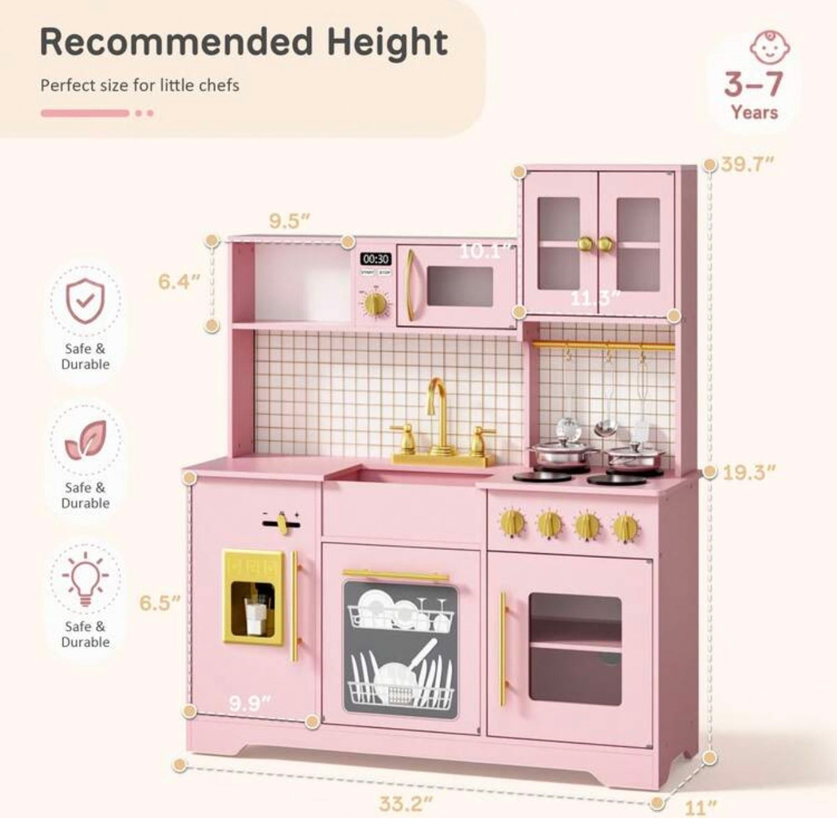 TidyMini MaisonChef™ Deluxe Interactive Play Kitchen with Ice Maker & Accessories