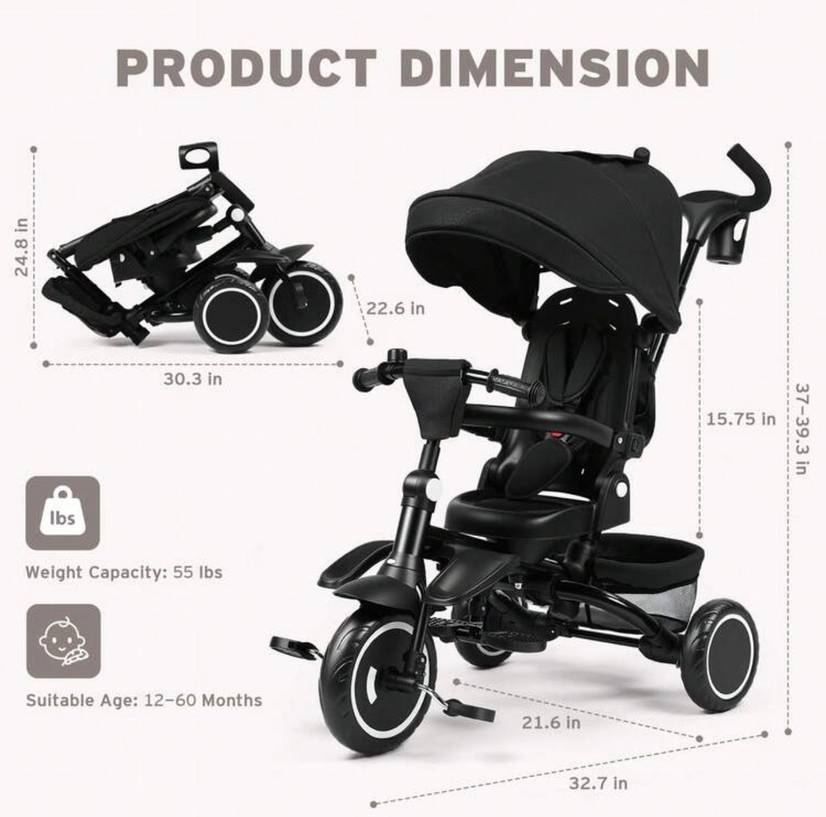 TidyMini AdventureRide™ 8-in-1 Grow-With-Me Stroller Trike
