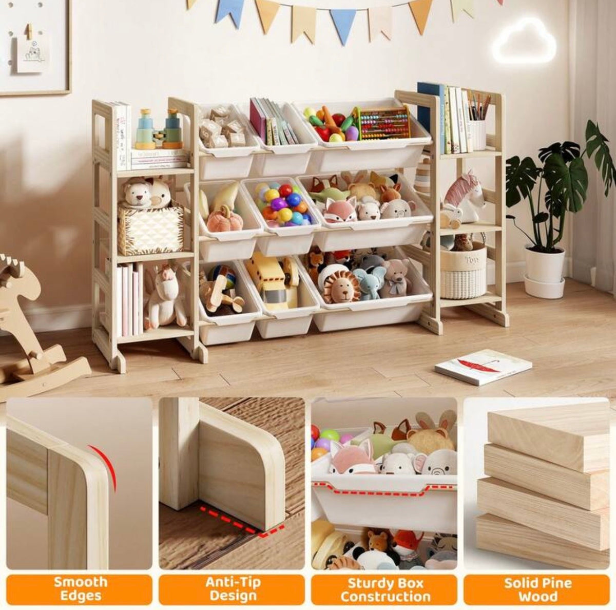 TidyMini™ Nest & Sort 3-in-1 Toy Organizer & Kids Bookshelf