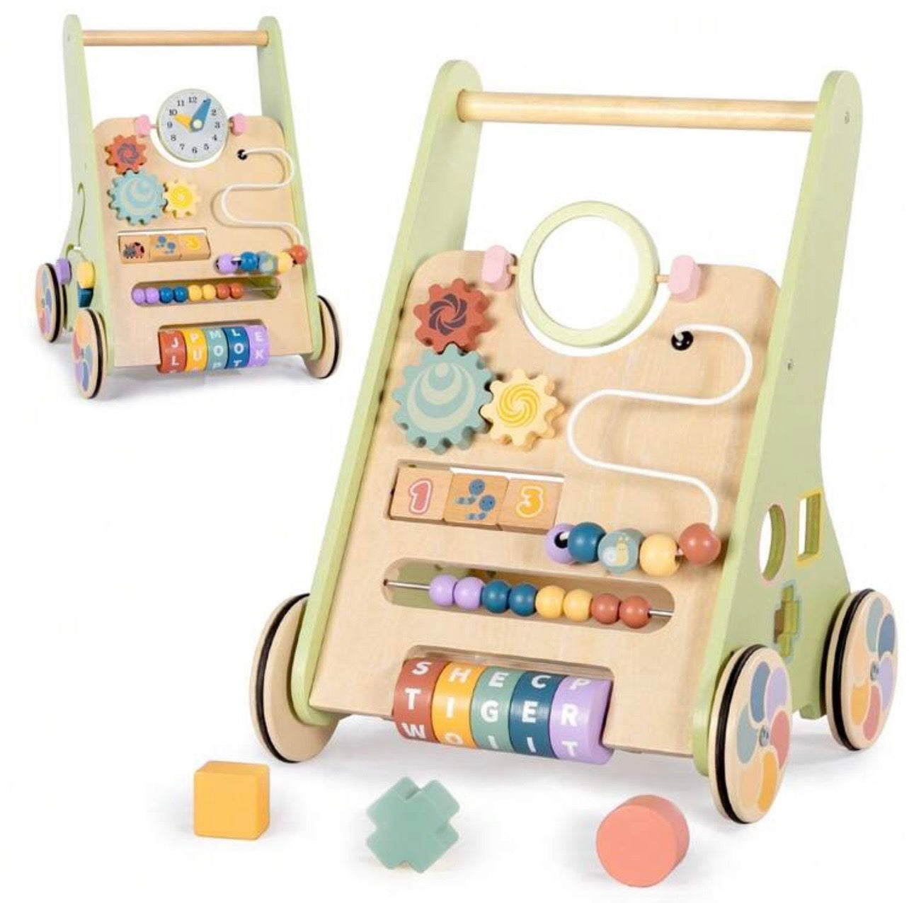 TidyMini™ Montessori Wooden Baby Push Walker & Activity Center