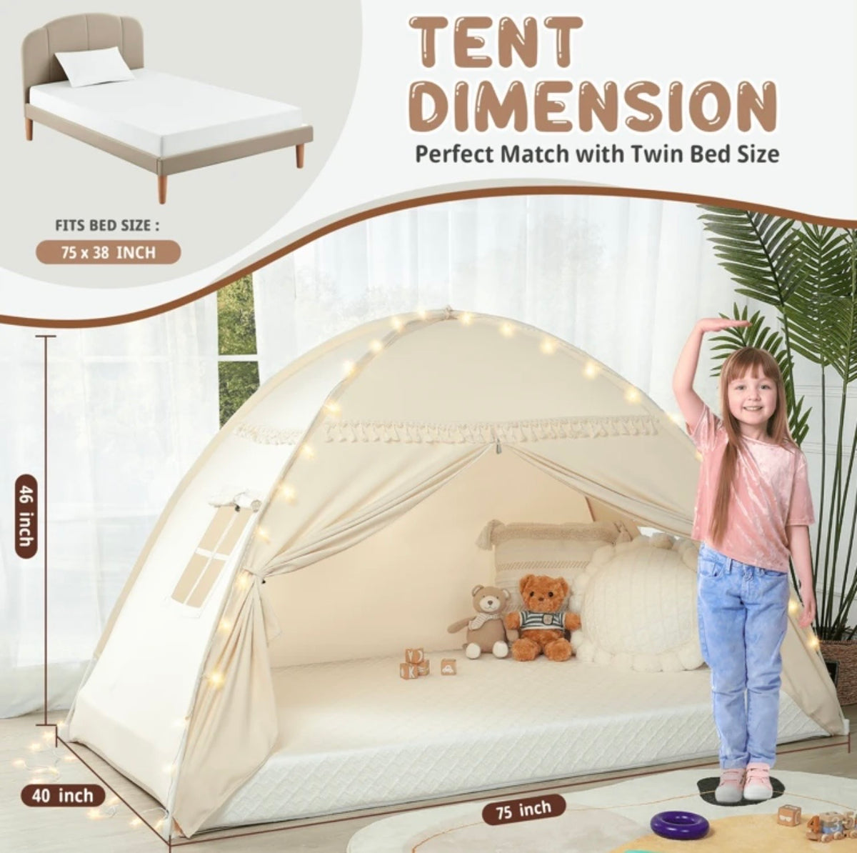 TidyMini DreamDen™ Twin Bed Tent & Cozy Kids Hideaway