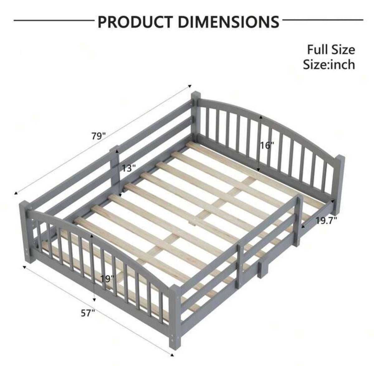 TidyMini Haven™ Montessori Floor Bed with Guardrails