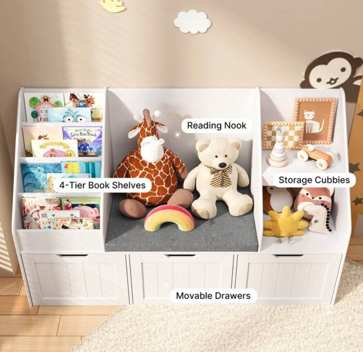 TidyMini StoryNest™ Kids Reading Nook & Toy Storage Organizer