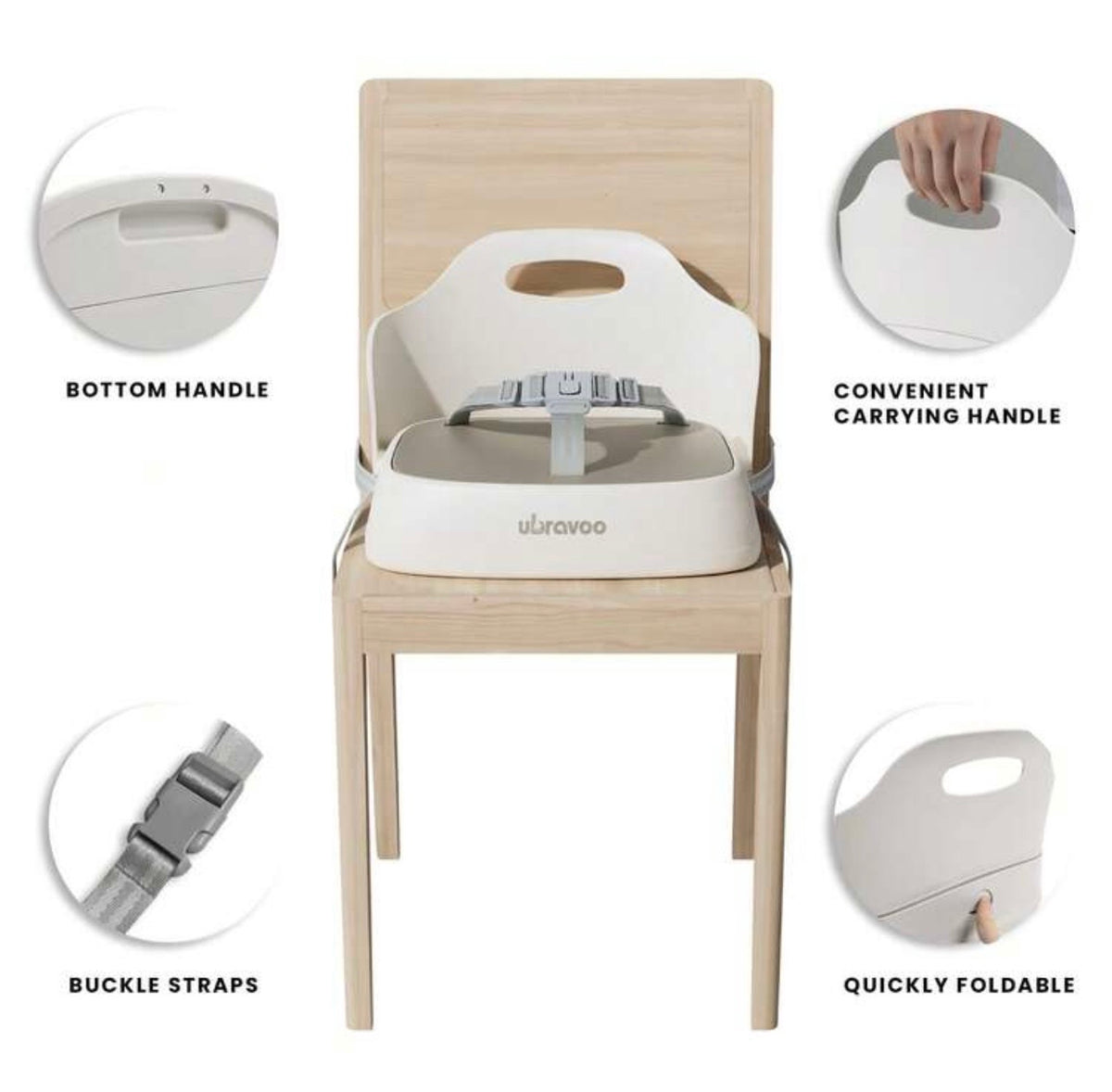 TidyMini™ GoNest Portable Booster Seat — Foldable Dining Chair Booster with 3-Point Harness & Dual Secure Straps