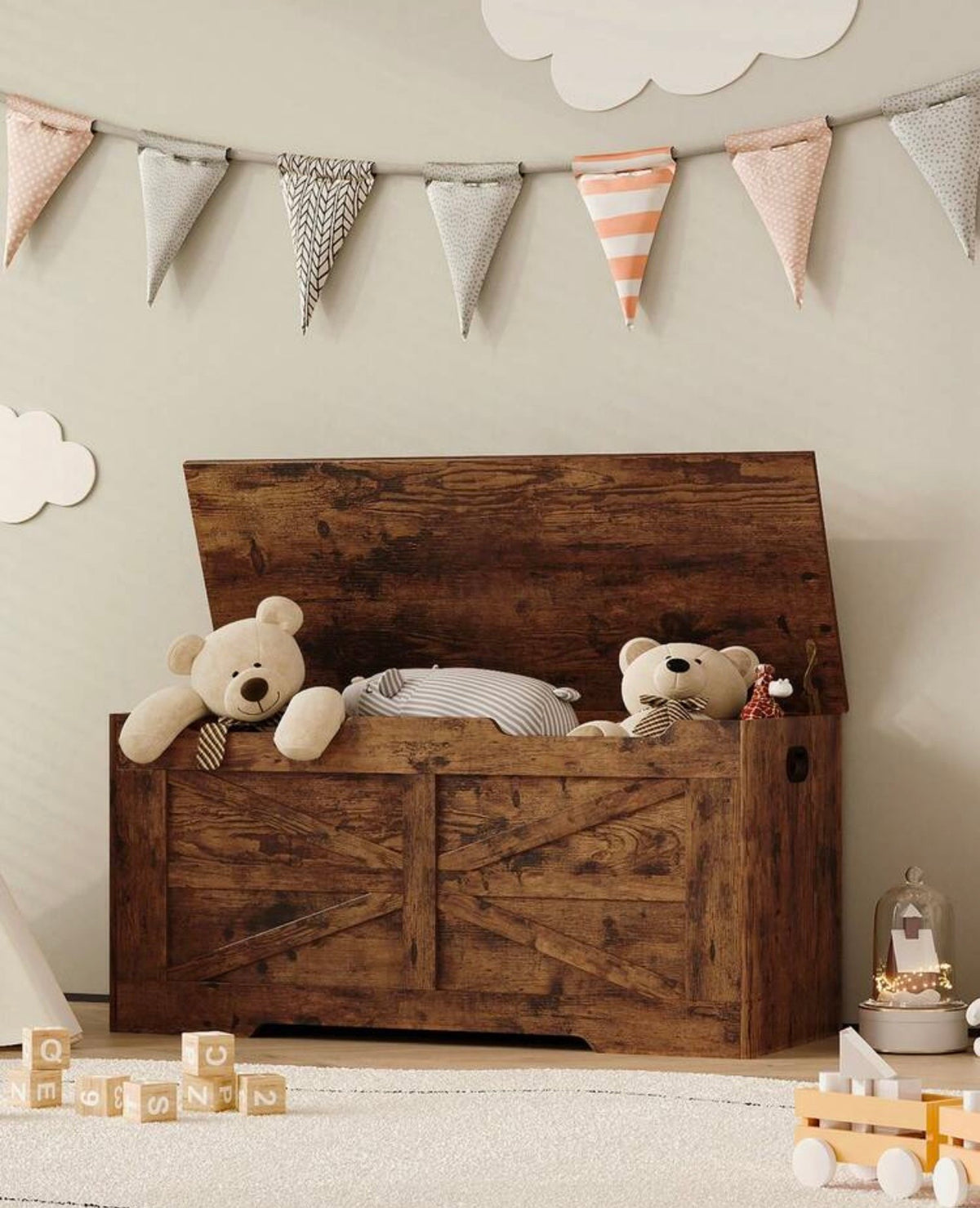 TidyMini™ Haven Toy Storage Bench – Large-Capacity Toy Chest & Nursery Seat