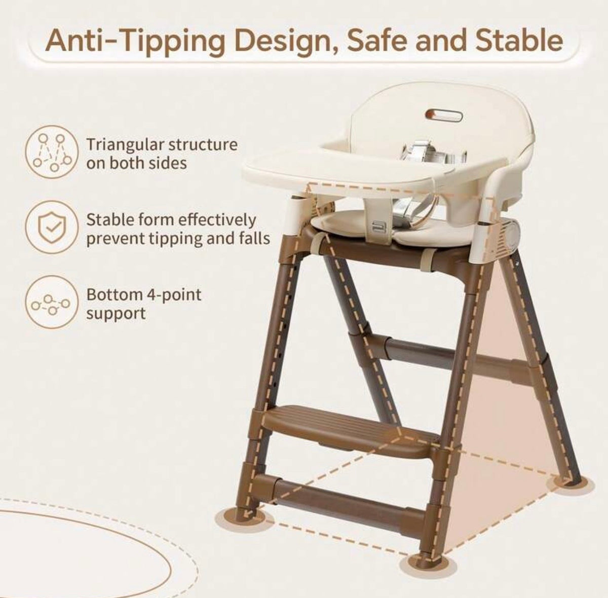 TidyMini™ EverStep Convertible High Chair — Foldable Design, Adjustable Legs & Removable Double Tray