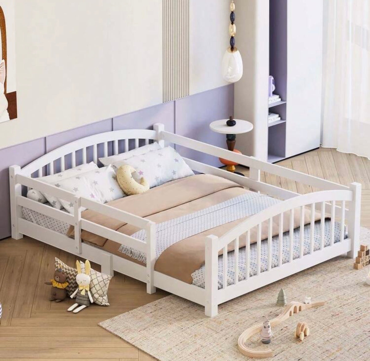 TidyMini Haven™ Montessori Floor Bed with Guardrails