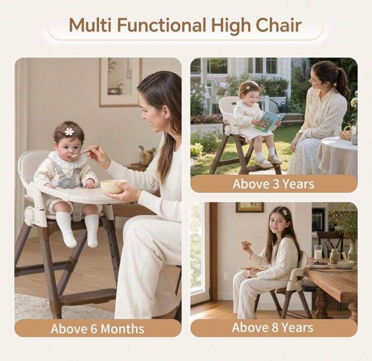 TidyMini™ EverStep Convertible High Chair — Foldable Design, Adjustable Legs & Removable Double Tray