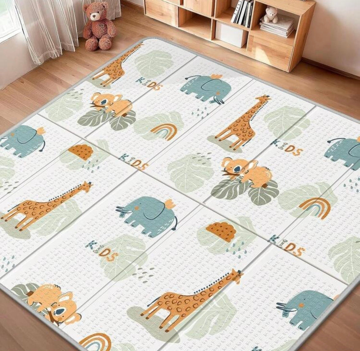 TidyMini™ CloudCrawl Double-Sided Foldable Baby Play Mat — Waterproof Cushioned XPE Crawling Mat, 79” × 71”