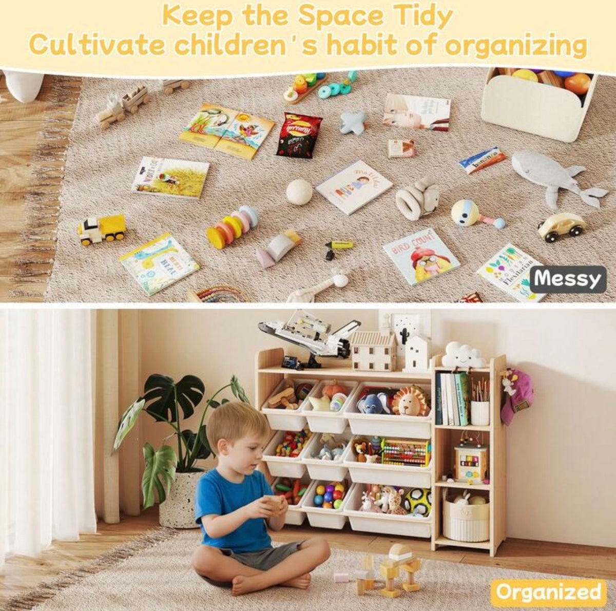 TidyMini™ SortNest 3-in-1 Toy Organizer & Kids Bookshelf