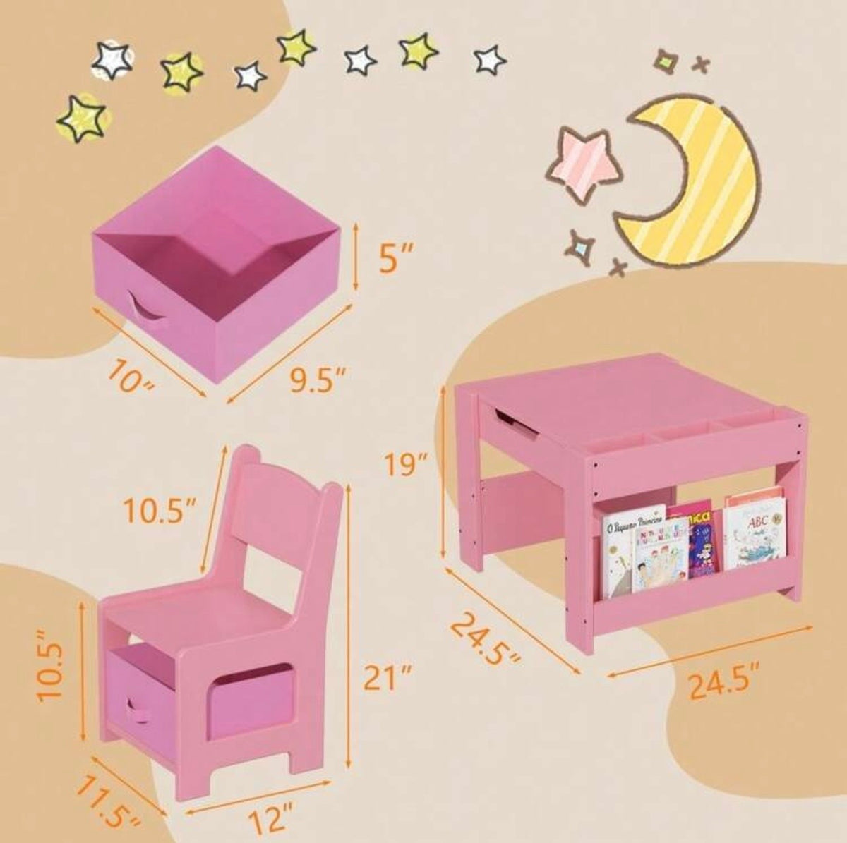 TidyMini Create & Learn™ 4-in-1 Kids Activity Table & Chair Set