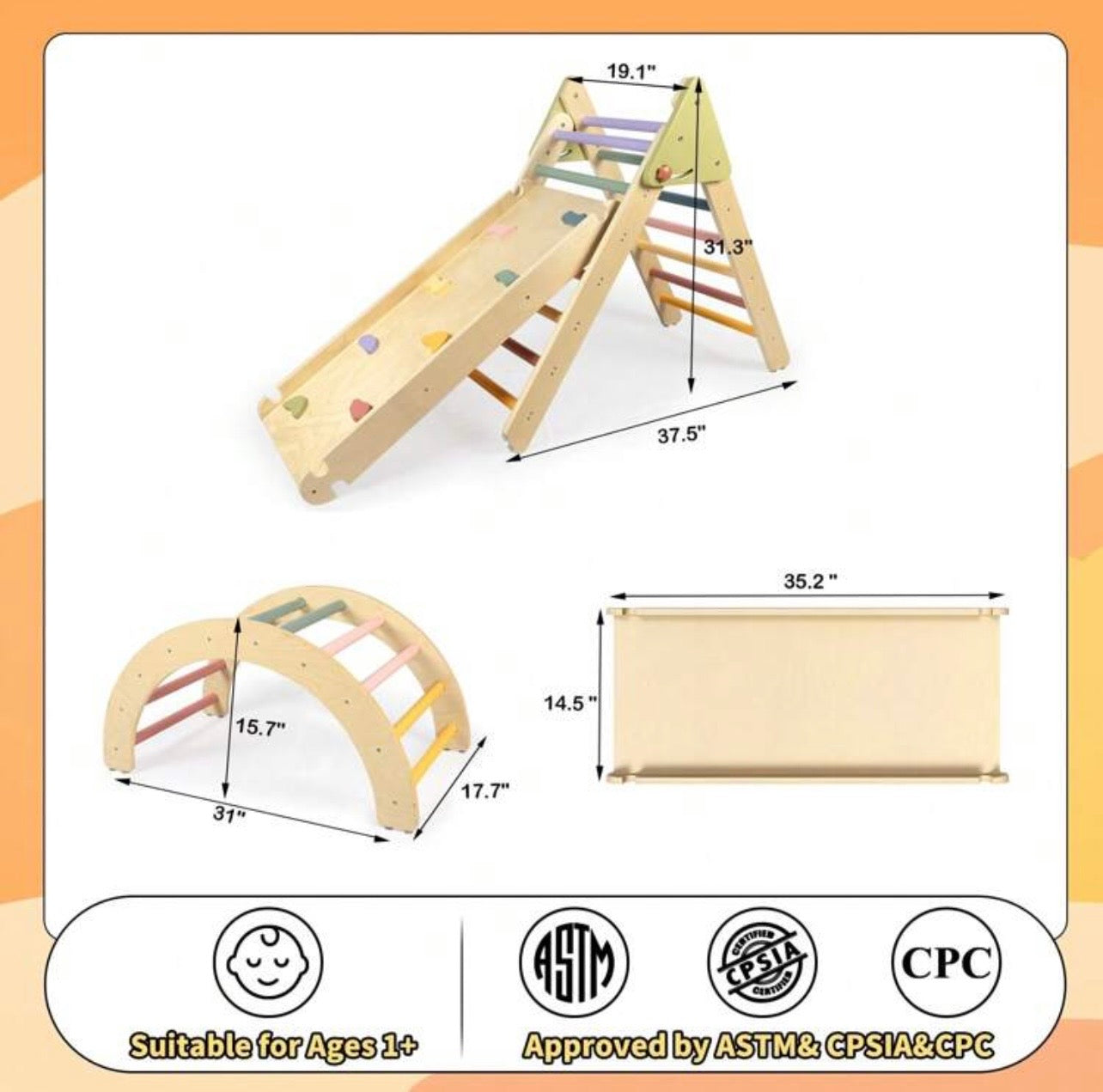 TidyMini™ 5-in-1 Montessori Wooden Climbing Set