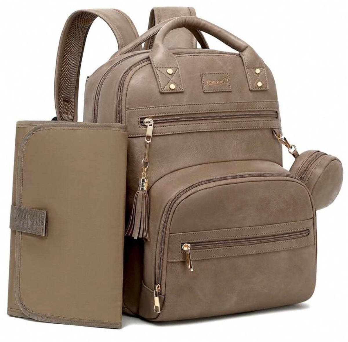 TidyMini™ LuxeCarry Vegan Leather Diaper Backpack & Changing Set