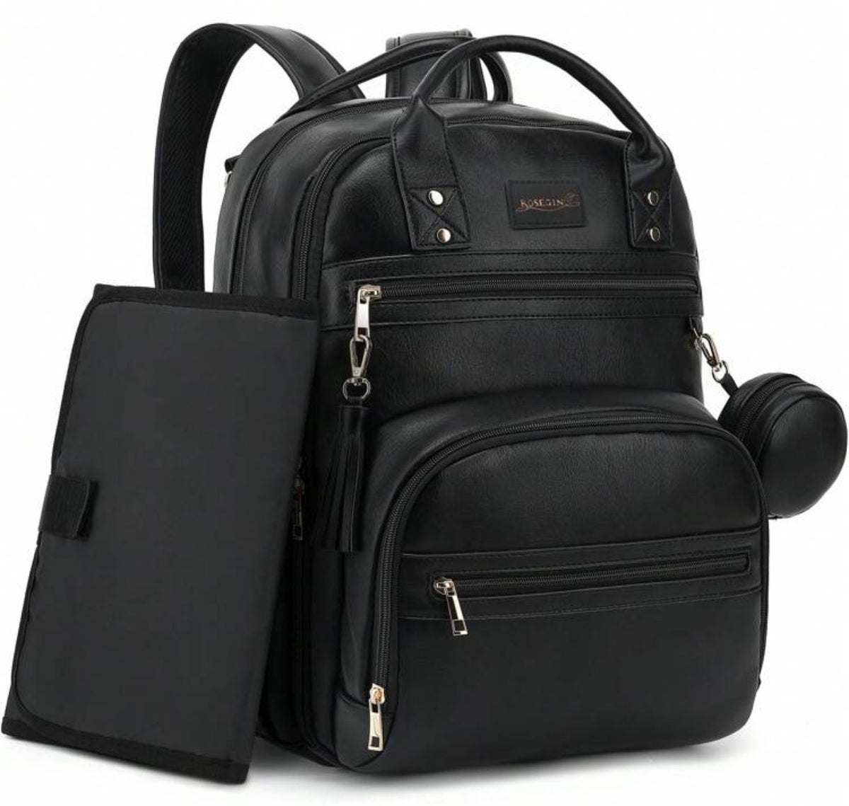 TidyMini™ LuxeCarry Vegan Leather Diaper Backpack & Changing Set