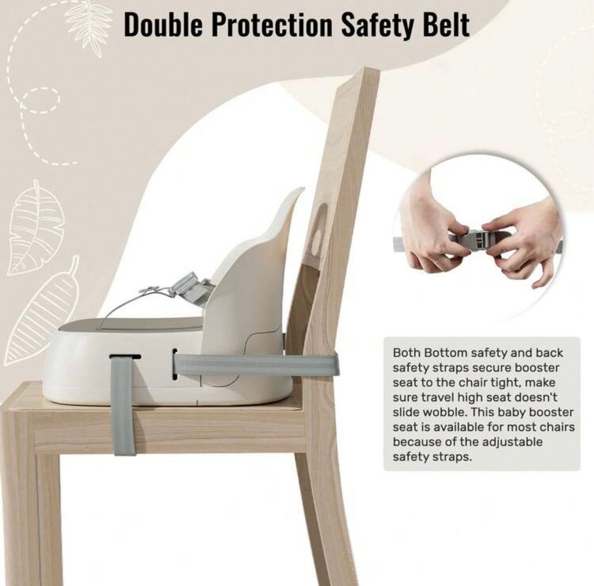 TidyMini™ GoNest Portable Booster Seat — Foldable Dining Chair Booster with 3-Point Harness & Dual Secure Straps