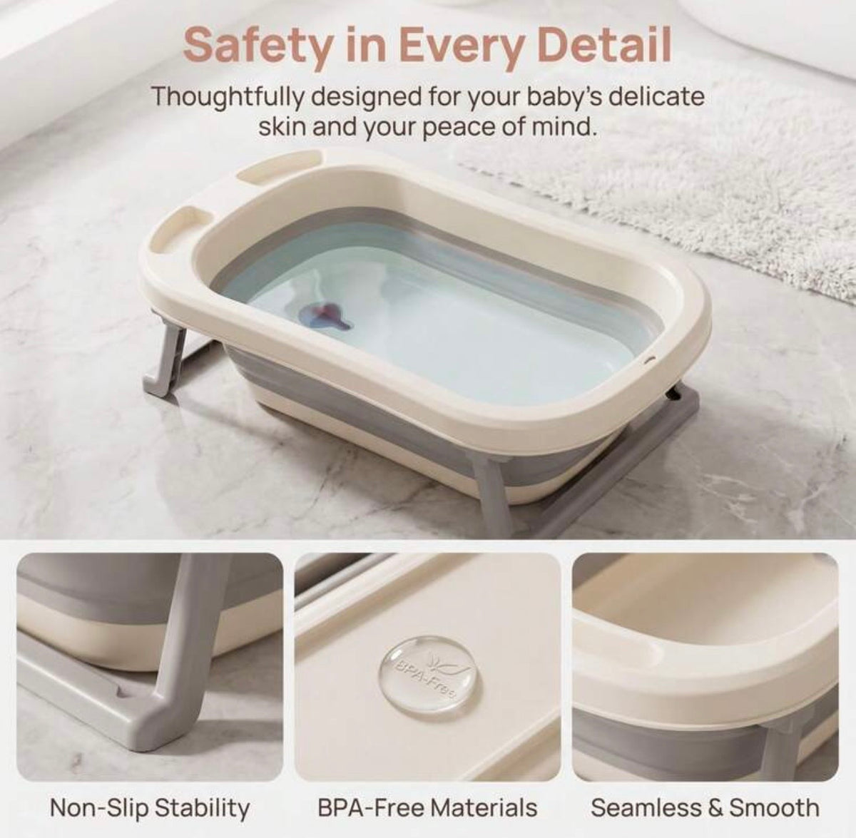TidyMini™ HaloBath 7-in-1 Complete Baby Bath System — Foldable Bathtub with Newborn Support & Bath Accessories