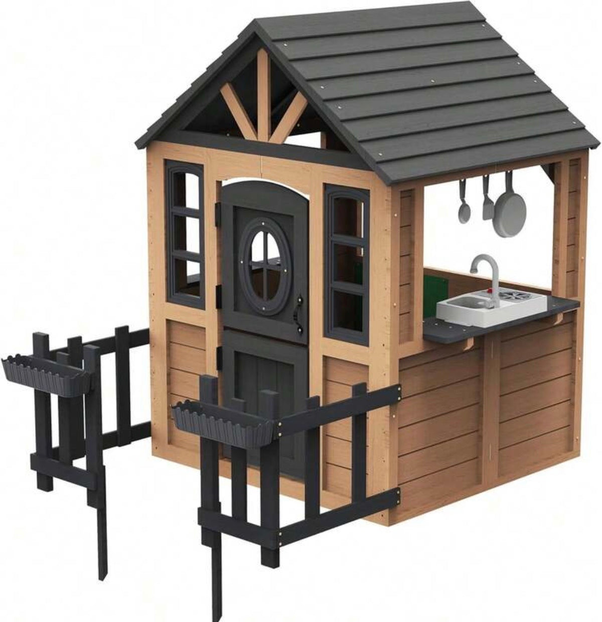 TidyMini Little Haven™ Backyard Playhouse with Pretend Kitchen