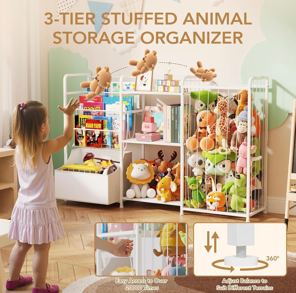 TidyMini™ WonderKeep 3-in-1 Stuffed Animal, Toy & Book Organizer