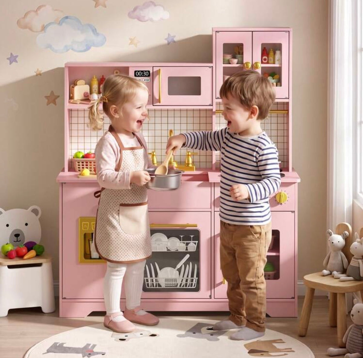 TidyMini MaisonChef™ Deluxe Interactive Play Kitchen with Ice Maker & Accessories