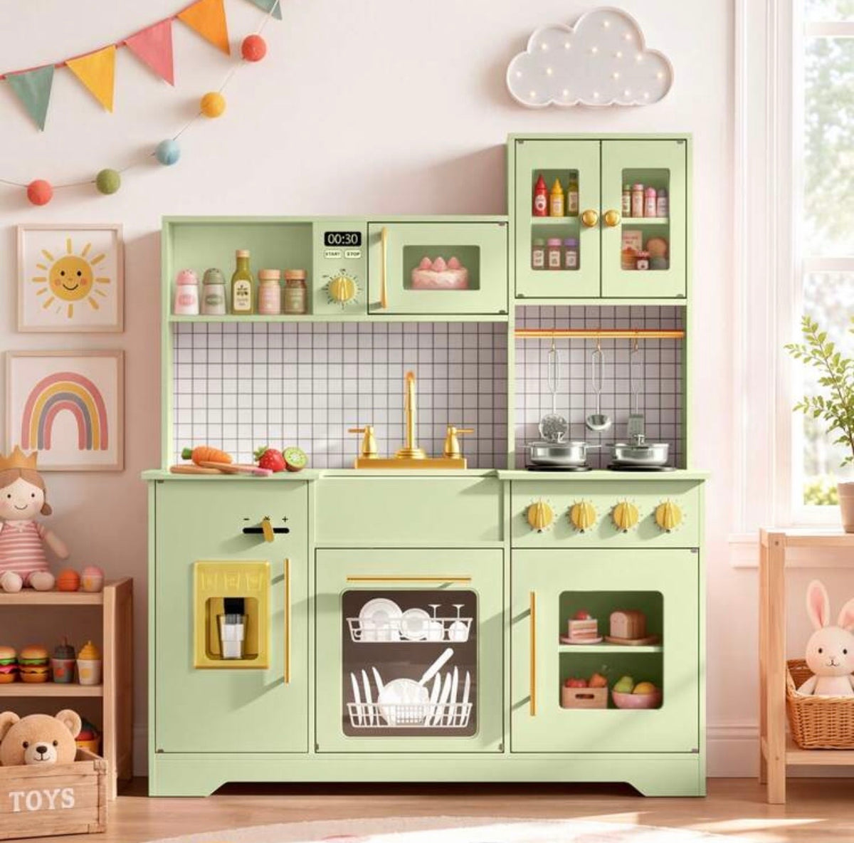 TidyMini MaisonChef™ Deluxe Interactive Play Kitchen with Ice Maker & Accessories