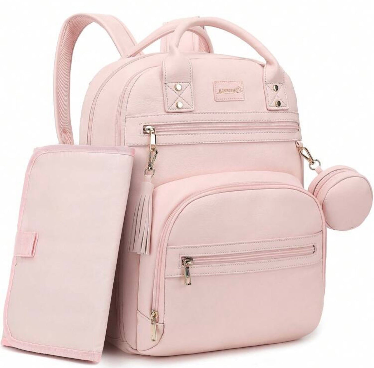 TidyMini™ LuxeCarry Vegan Leather Diaper Backpack & Changing Set