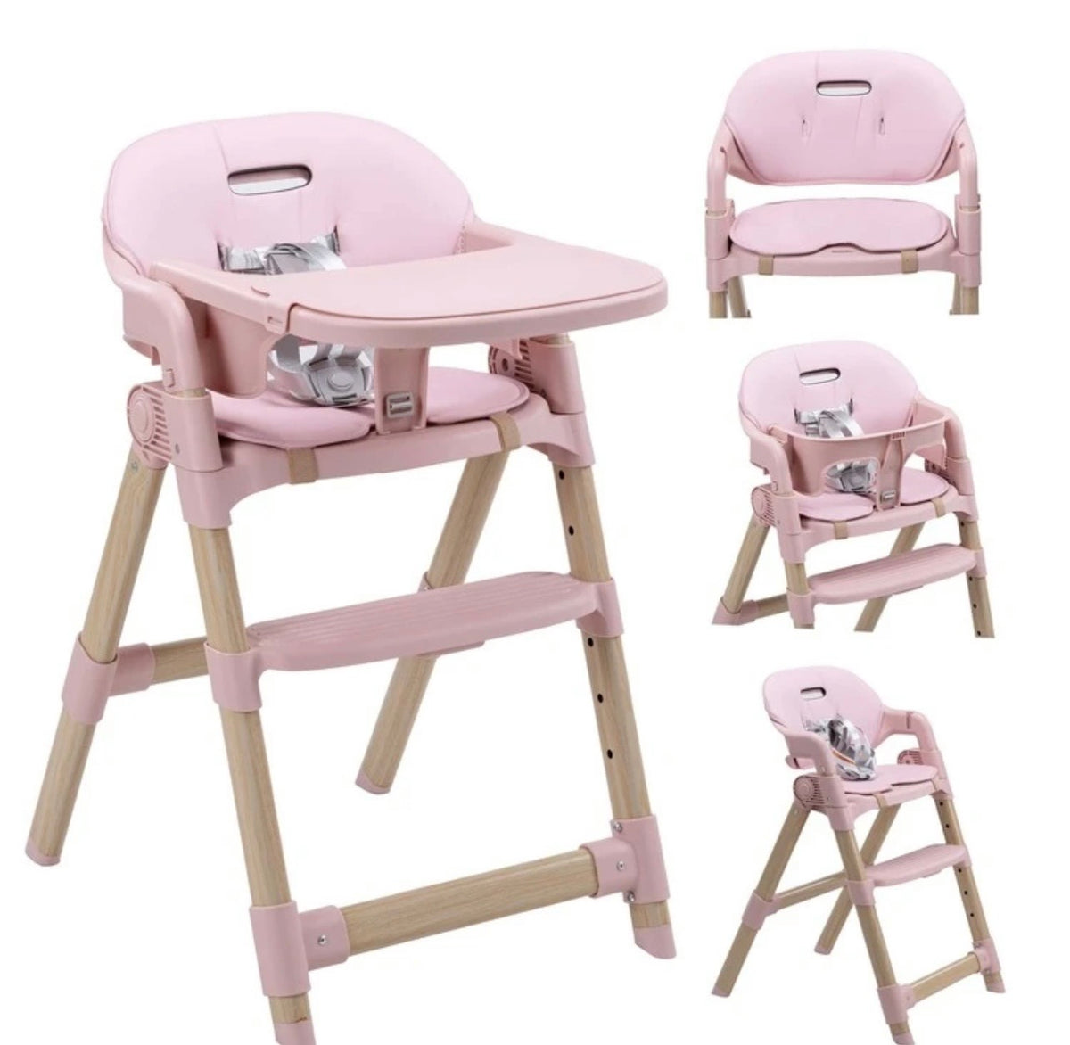 TidyMini™ EverStep Convertible High Chair — Foldable Design, Adjustable Legs & Removable Double Tray