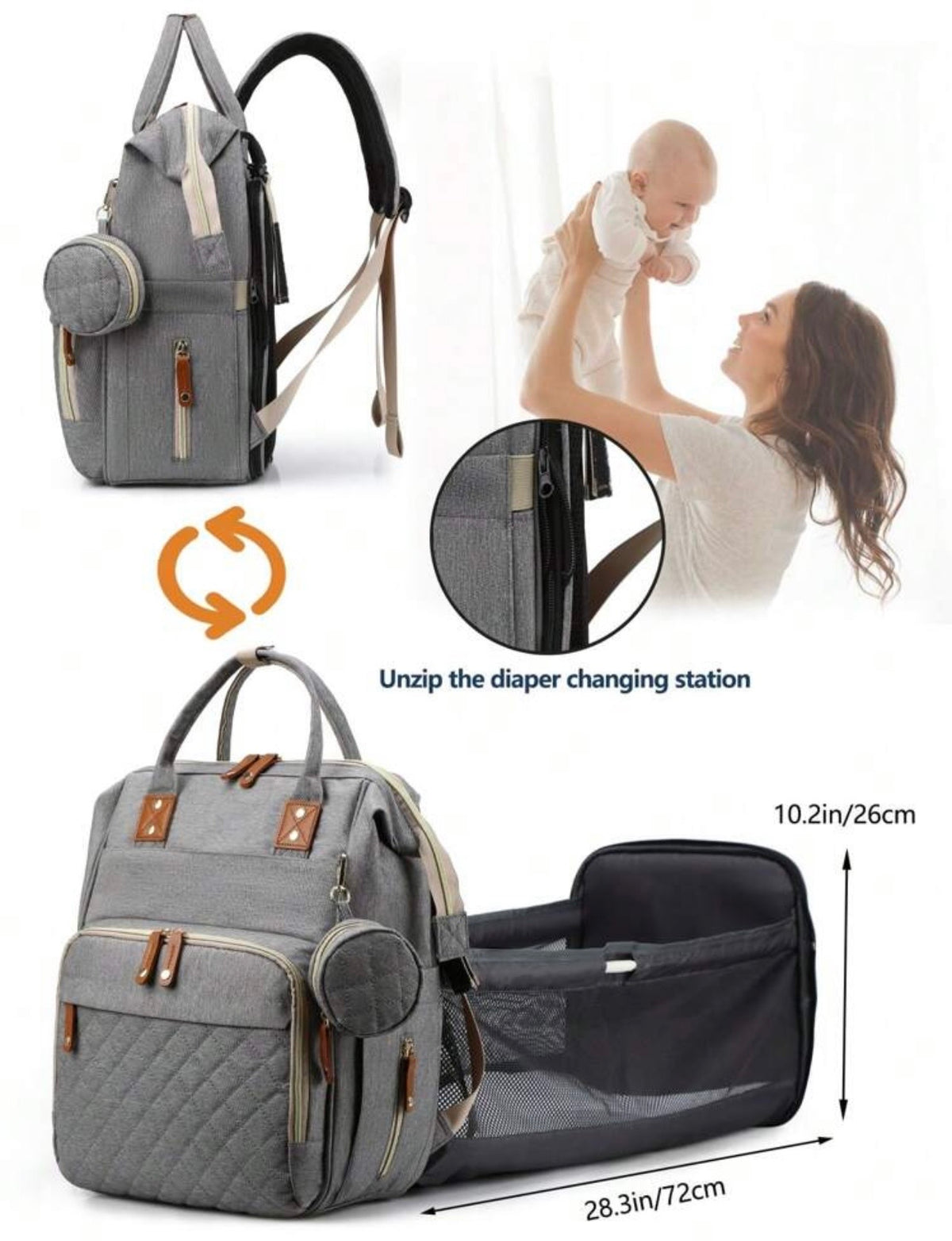 TidyMini™ CarryNest 4-in-1 Diaper Backpack & Portable Changing Station