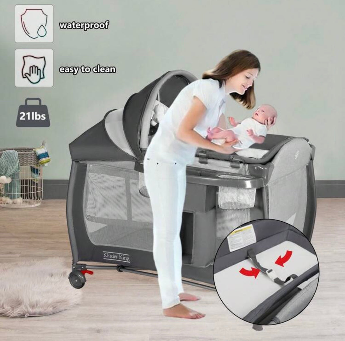 TidyMini™ HavenNest 4-in-1 Baby Playard & Bassinet