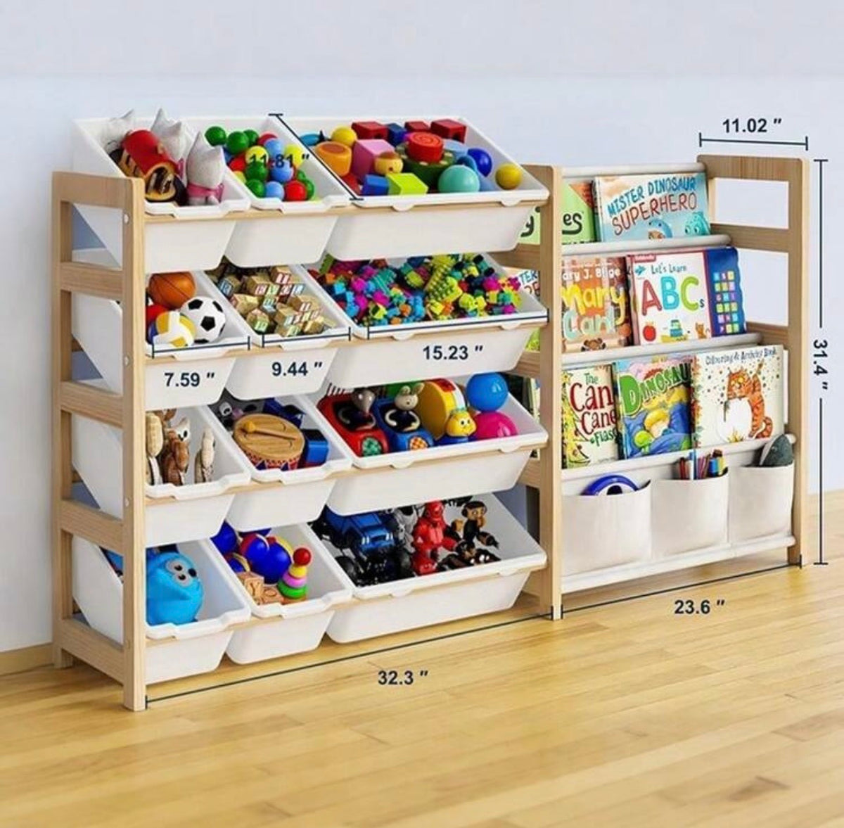 TidyMini™ StorySort 2-in-1 Toy Organizer & Sling Bookshelf