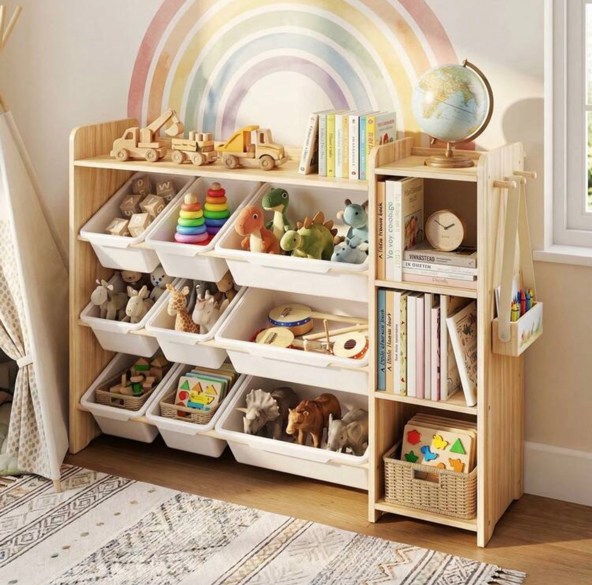 TidyMini™ SortNest 3-in-1 Toy Organizer & Kids Bookshelf