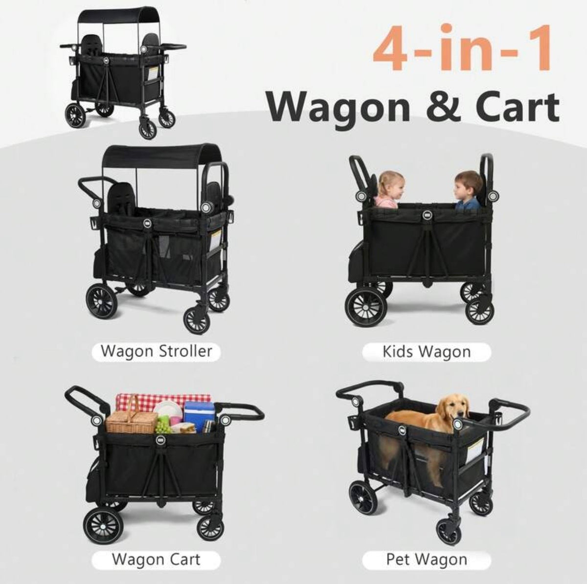 TidyMini TrailNest™ 4-in-1 Double Stroller Wagon