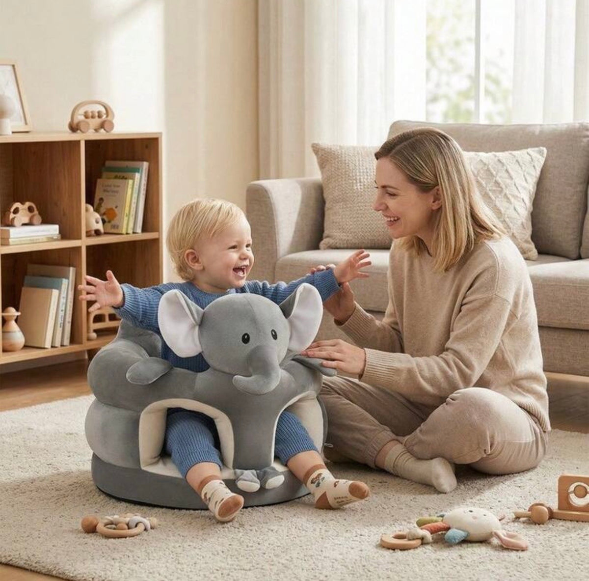 TidyMini SafariSeat™ Plush Animal Toddler Chair with Anti-Slip Base