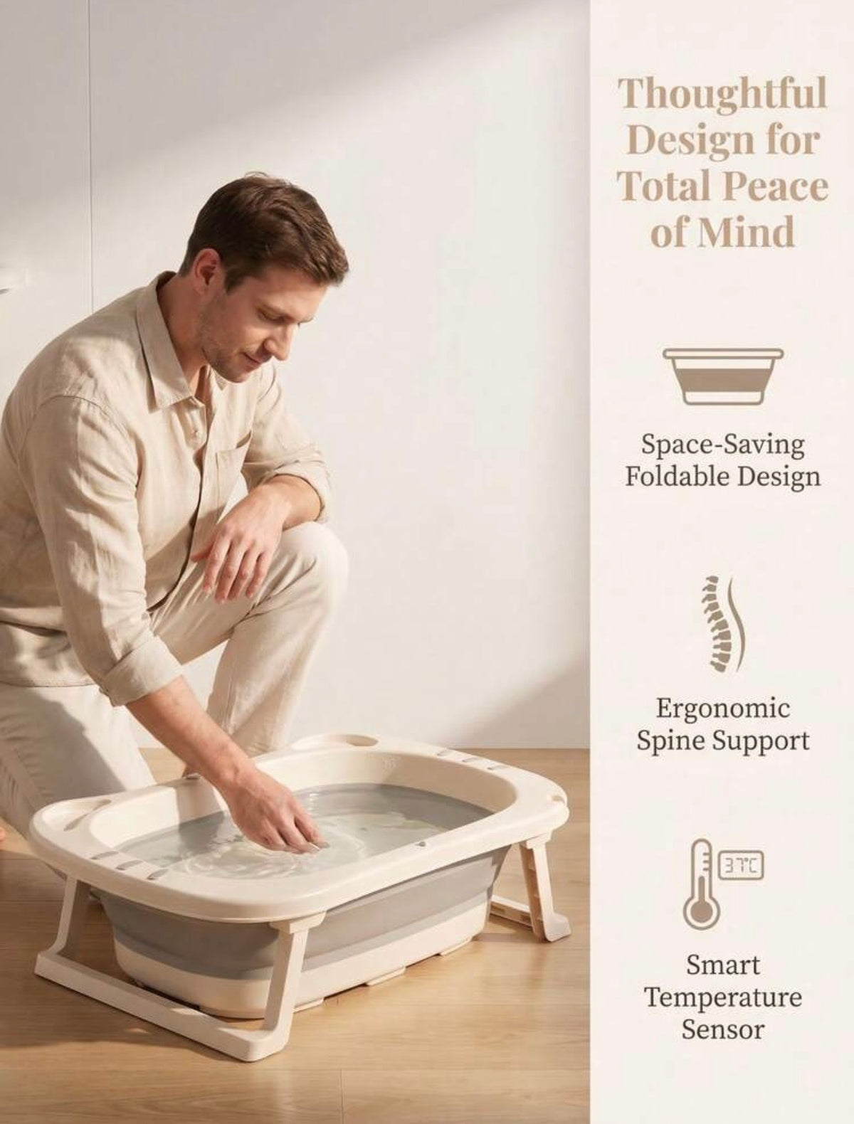 TidyMini™ BathNest 6-in-1 Complete Baby Bathing System — Foldable Bathtub with Newborn Support & Bath Essentials