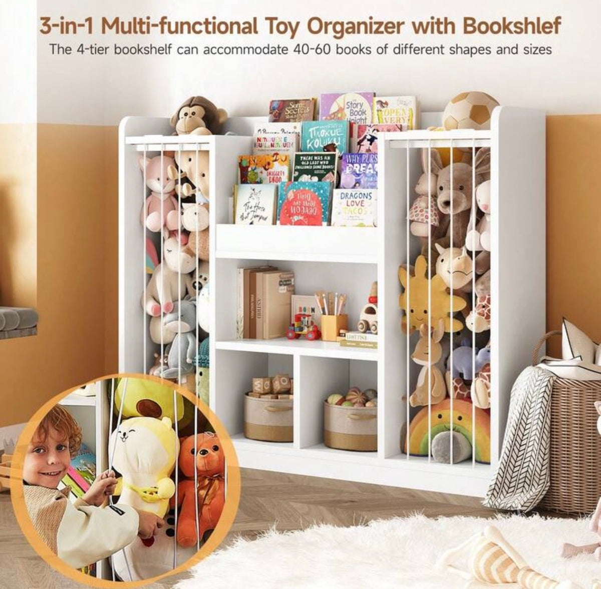 TidyMini™ WonderZoo 3-in-1 Kids Toy Organizer & Bookshelf