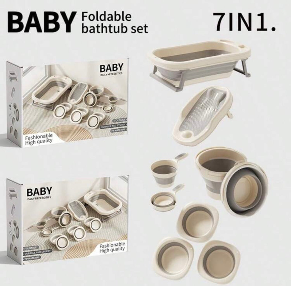 TidyMini™ HaloBath 7-in-1 Complete Baby Bath System — Foldable Bathtub with Newborn Support & Bath Accessories