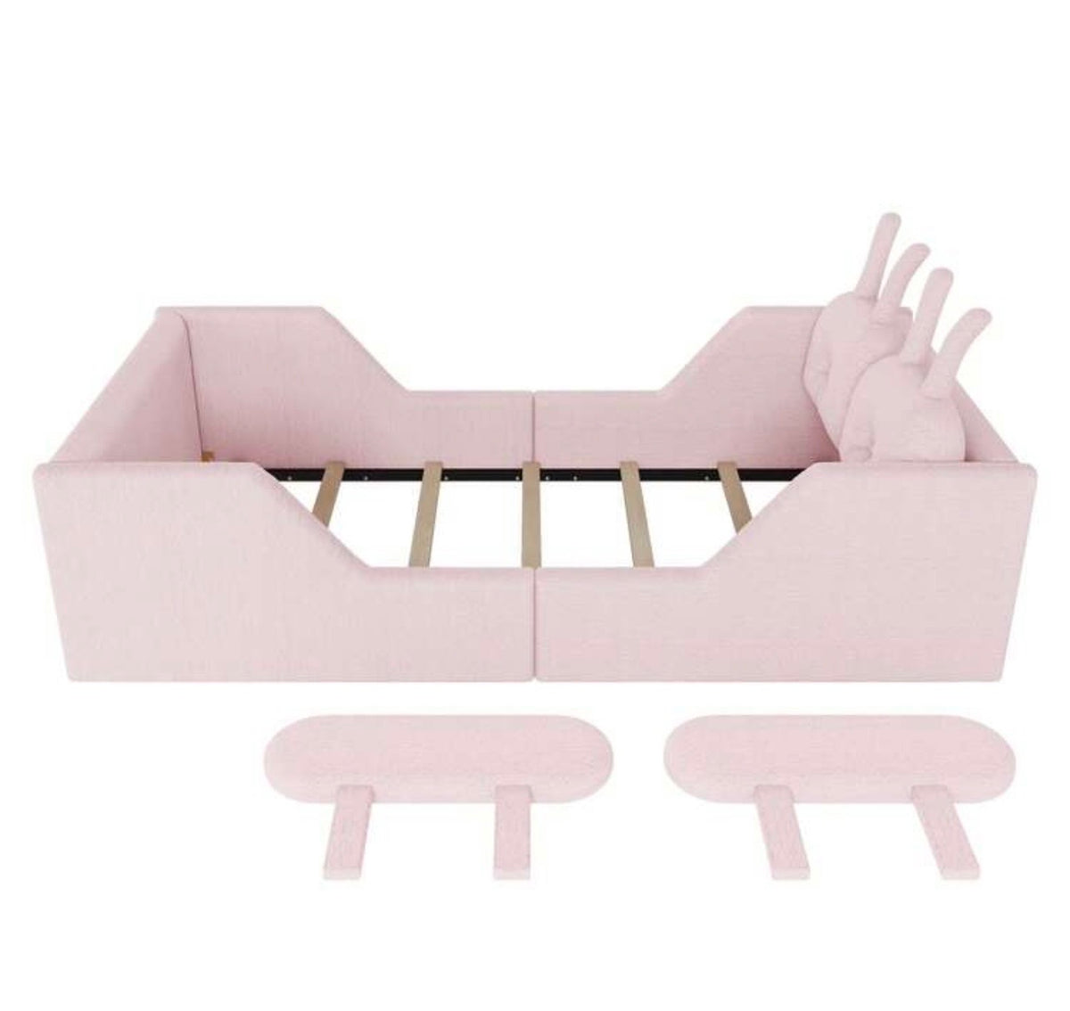 TidyMini BunnyNest™ Upholstered Twin Kids Bed with Guardrails