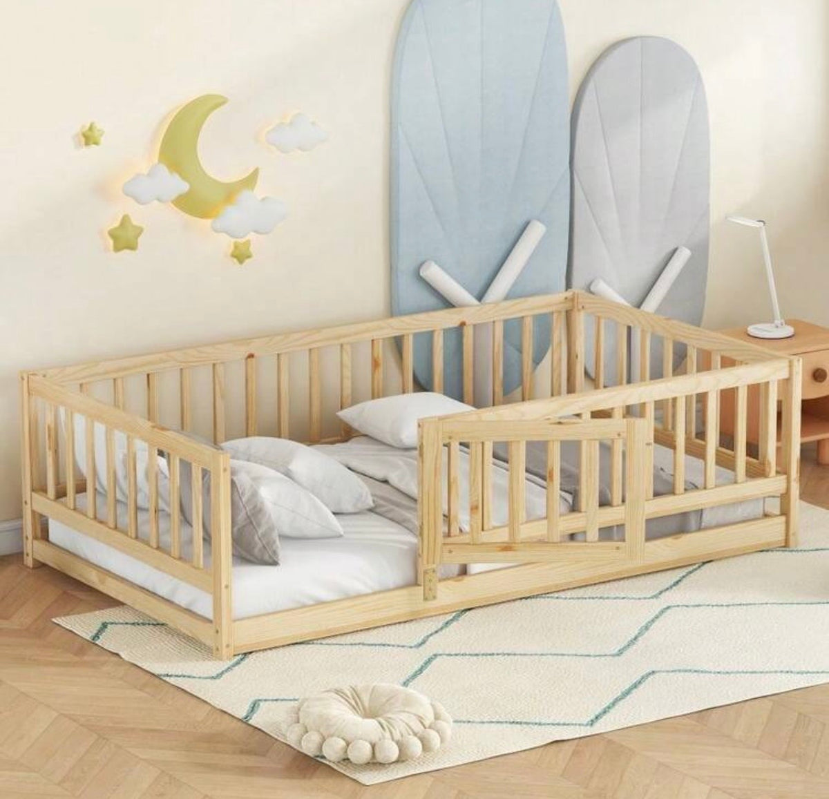 TidyMini CozyNest™ Montessori Floor Bed with Safety Rails