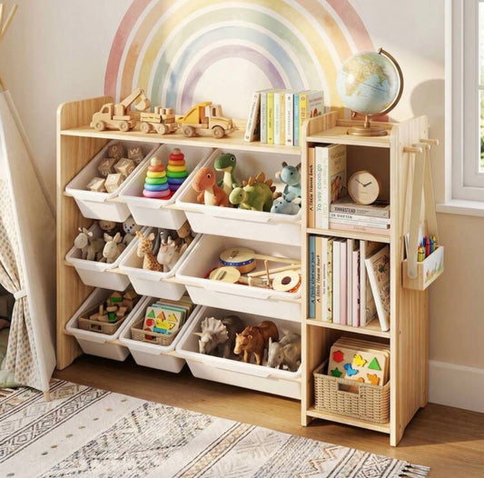 TidyMini™ SortNest 3-in-1 Toy Organizer & Kids Bookshelf
